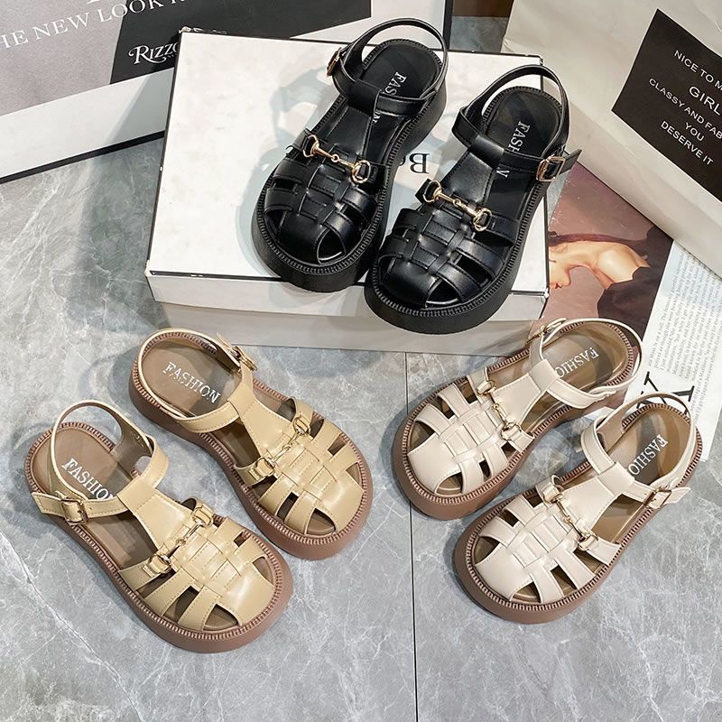 Giày Sandal Đế Bằng Tăng Chiều Cao Thời Trang Mùa Hè Phong Cách Retro