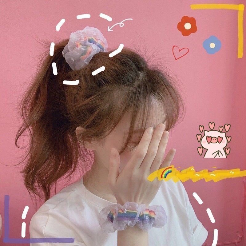 Dây Buộc Tóc Cao Su Co Giãn Bọc Vải Organza Họa Tiết Trái Cây Phong Cách Hàn Quốc Cho Nữ
