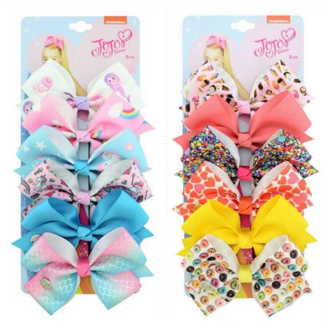 Jojo siwa Bow Ribbon Kẹp tóc cầu vồng Thiết kế ngẫu nhiên