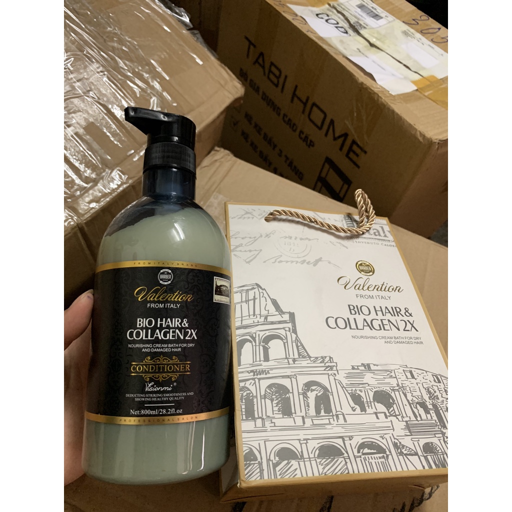 COMBO GỘI XẢ VALENTION BIO HAIR &amp; COLLAGEN 2X 500ml - 800ML