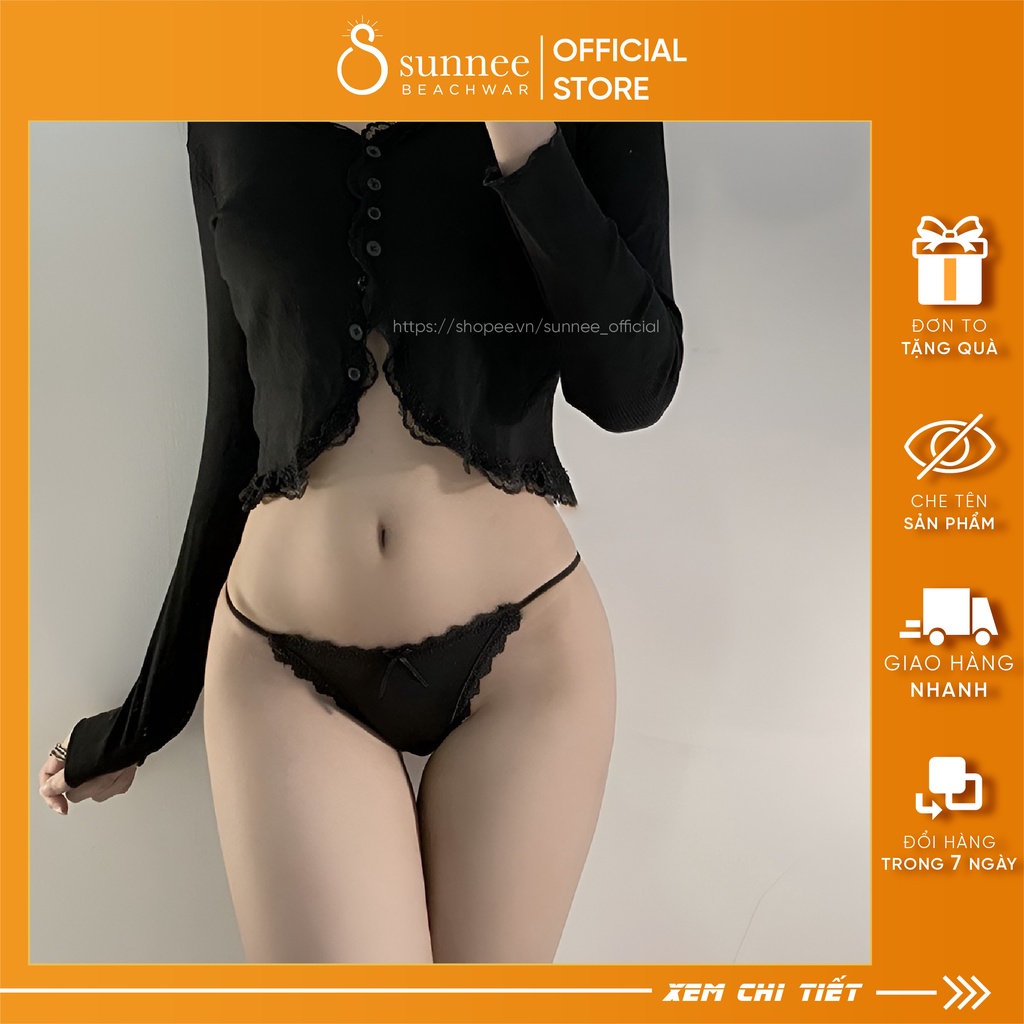 Quần lót ren lọt khe, quần lót nữ viền ren cao cấp sexy dây hông đúc su mềm mại quyến rũ gợi cảm xuyên thấu, SUNNEE QL04