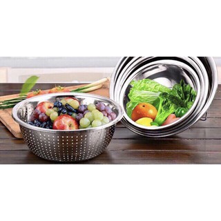 [Giá Buôn] BỘ 5 RỔ,THAU INOX CAO CẤP