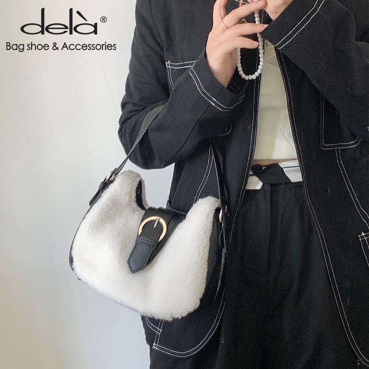 Dela Túi Đeo Vai Bằng Len Cừu Thời Trang Mùa Đông Mới Cho Nữ
