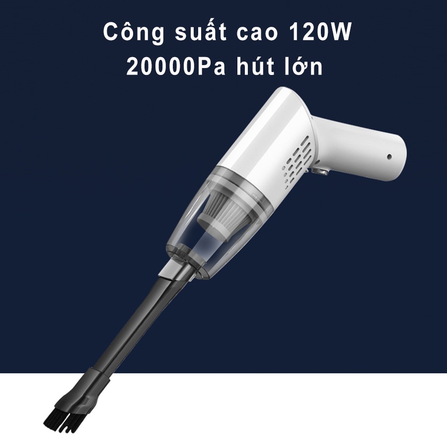 Máy hút bụi cầm tay mini - Máy hút bụi không dây đa năng lực hút siêu mạnh sử dụng hút bụi ô tô, bụi giường