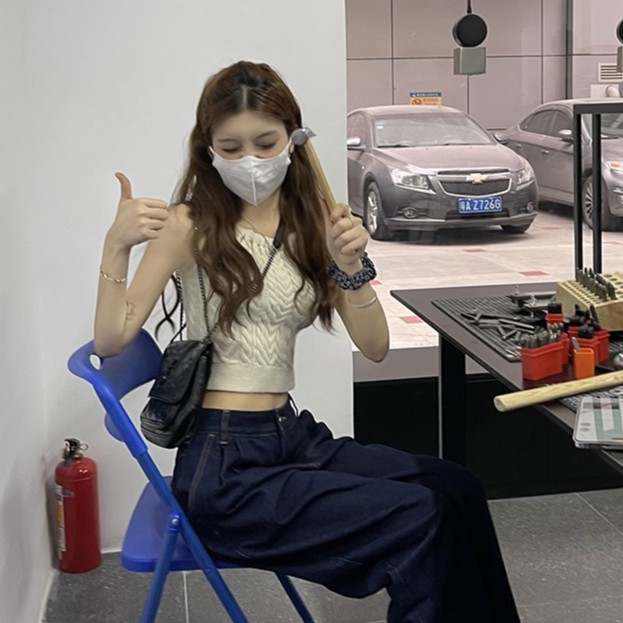 QADCOL Áo Dệt Kim Hai Dây Màu Trơn Thời Trang Cho Nữ