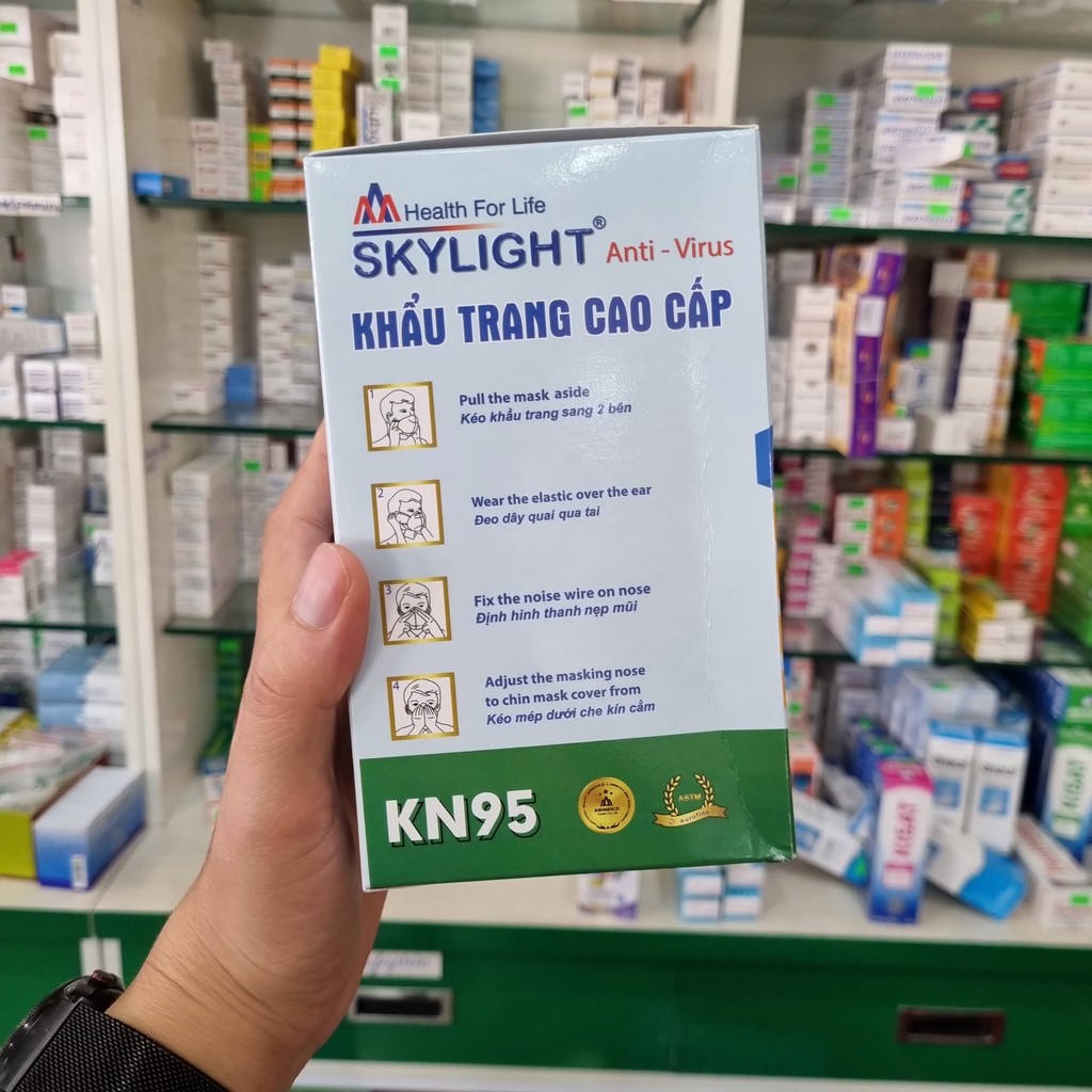 KHẨU TRANG SKYLIGHT KN95 - N95 CÓ VAN VNN95 PHÙ HỢP VỚI NHÂN VIÊN VĂN PHÒNG, GIÁO VIÊN... (HỘP 10 CÁI)