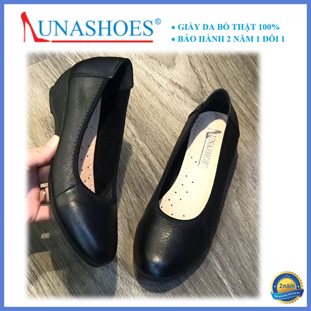 Giày xuồng nữ da bò mềm bảo hành 2 năm 1 đổi 1 LUNASHOES 24802 đi êm chân dễ phối đồ chất lượng cao