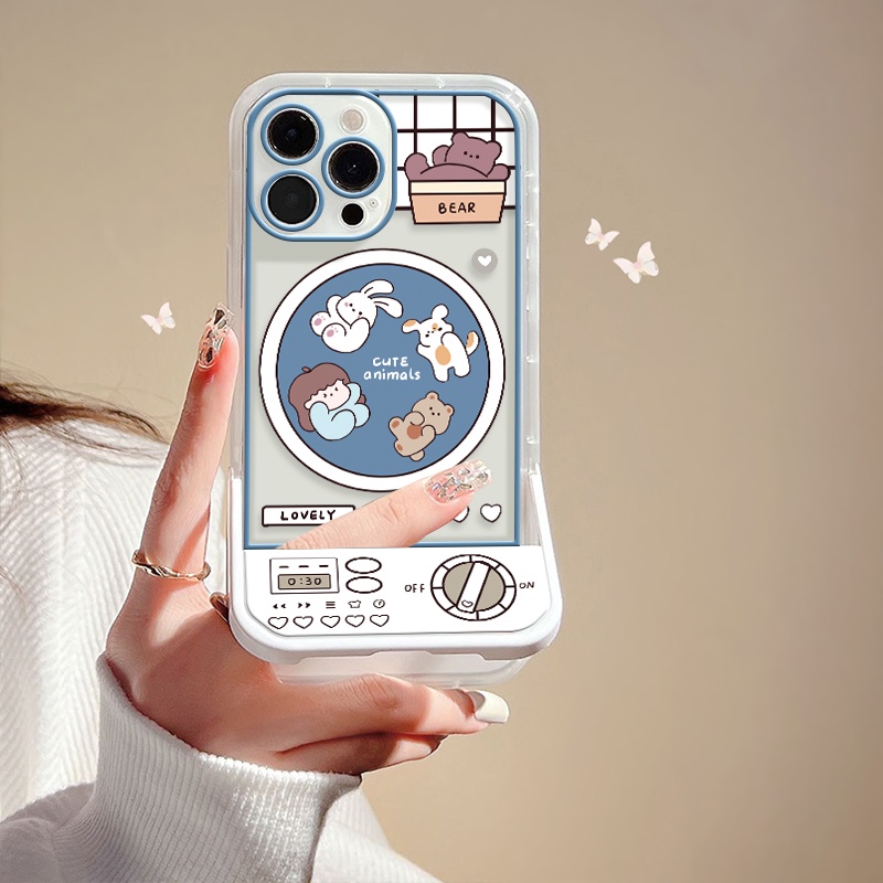 Ốp Điện Thoại Hình Máy Giặt Động Vật Hoạt Hình Cho IPhone 13 Pro 7 8 Plus X XR XS Max 11 12 Pro Max 6S SE 2020