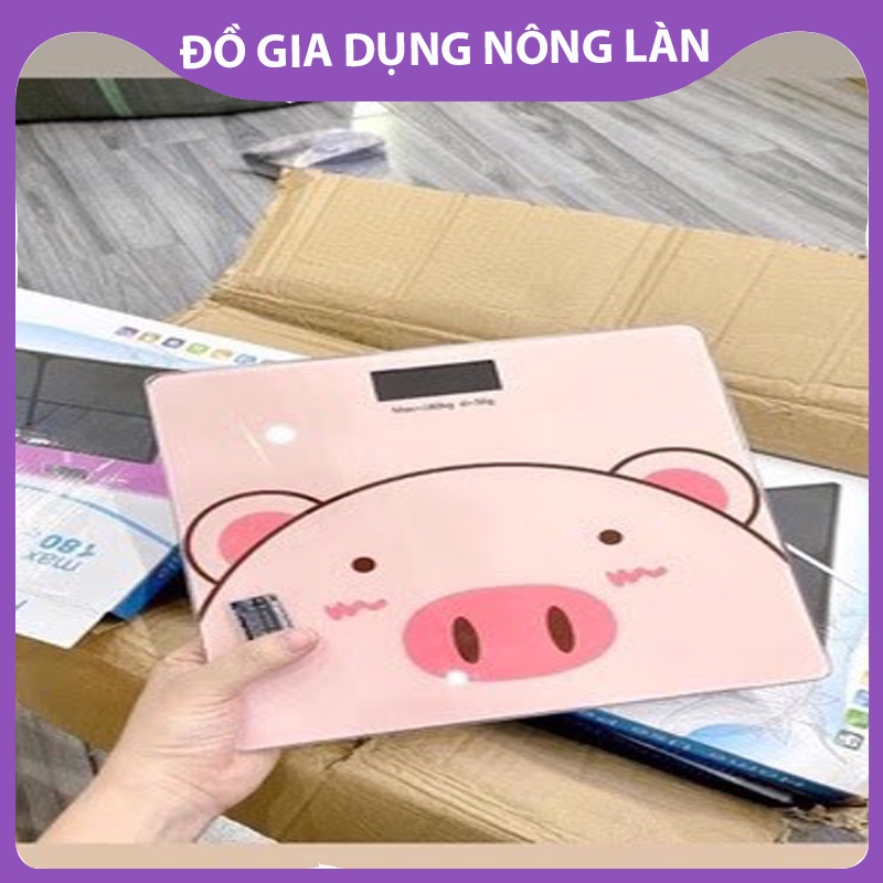 Cân sức khỏe heo hồng sạc điện - màn hình LCD NL Shop