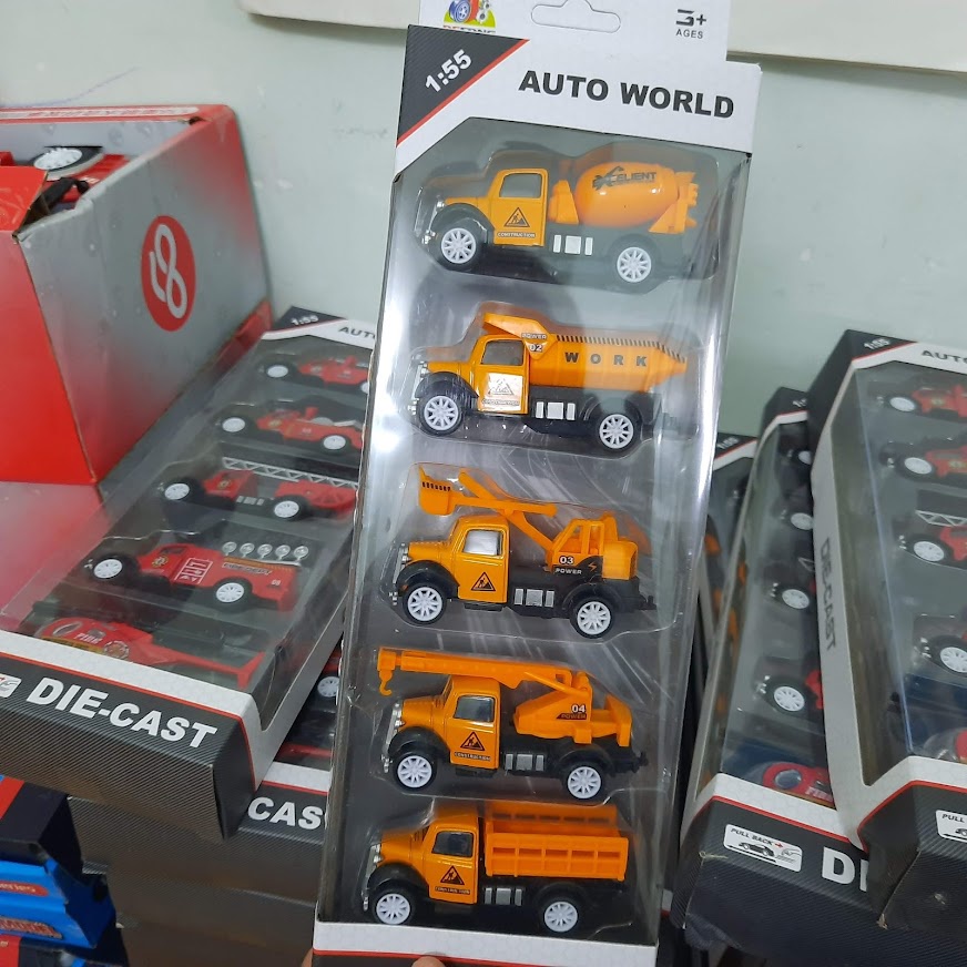 Bộ xe ô tô diecast mini bằng hợp kim tỉ lệ 1:64 xe chạy bằng cót (pullback) xe đồ chơi trẻ em