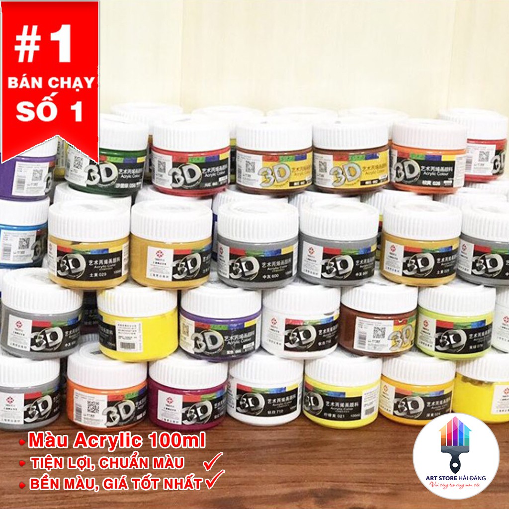 (RẺ NHẤT) Màu Vẽ Acrylic 3D 100ml Chính Hãng&lt;3 Custom Giày,Vải,Túi,Tranh Giấy,Vải Toan