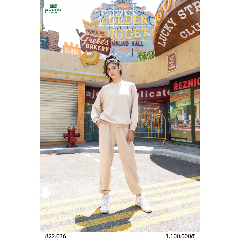 Bộ Đồ Thu Đông Nữ MARINA NGUYỄN Thiết Kế Dài Tay, Kiểu Dáng Trẻ Trung, Chất Liệu Cotton Mềm Mịn - 822036