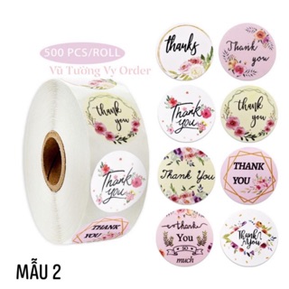 Decal dán Thanks you tri ân khách, dán tem thiệp, sản phẩm 1 cuộn 500 tem