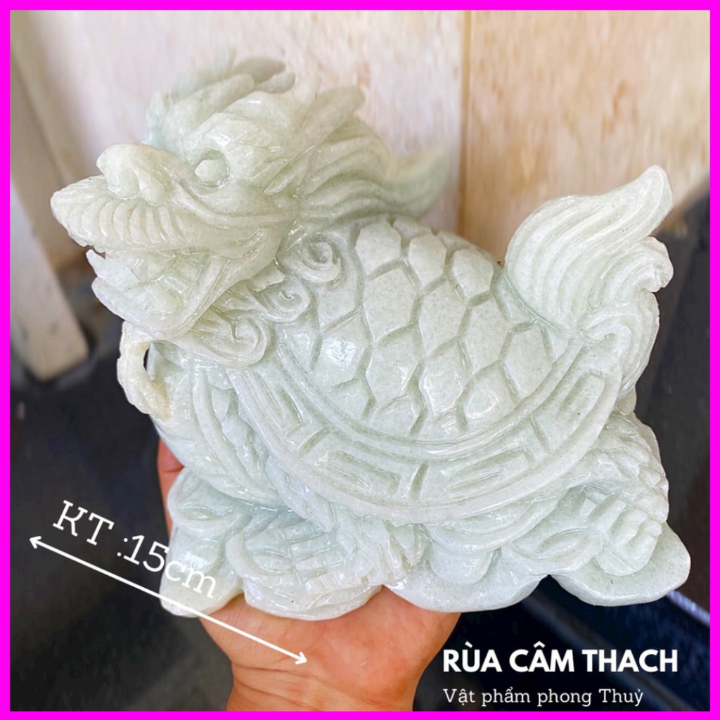 Mẫu hot Rùa đá trắng xanh được điêu khắc rõ nét , sắc sảo , mang may mắn , tài lộc hàng đẹp