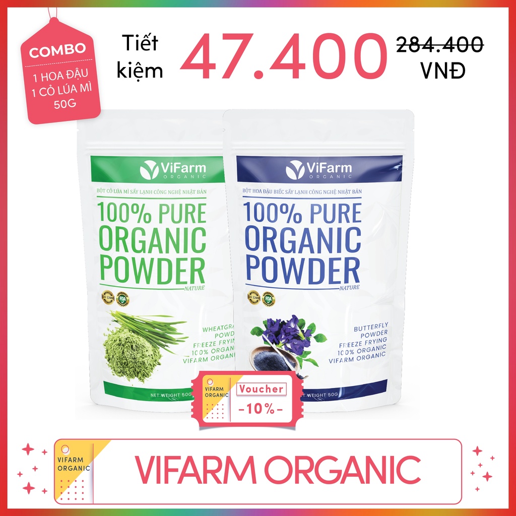 Bột Hoa Đậu Biếc Nguyên Chất 100% ViFarm 50Gram