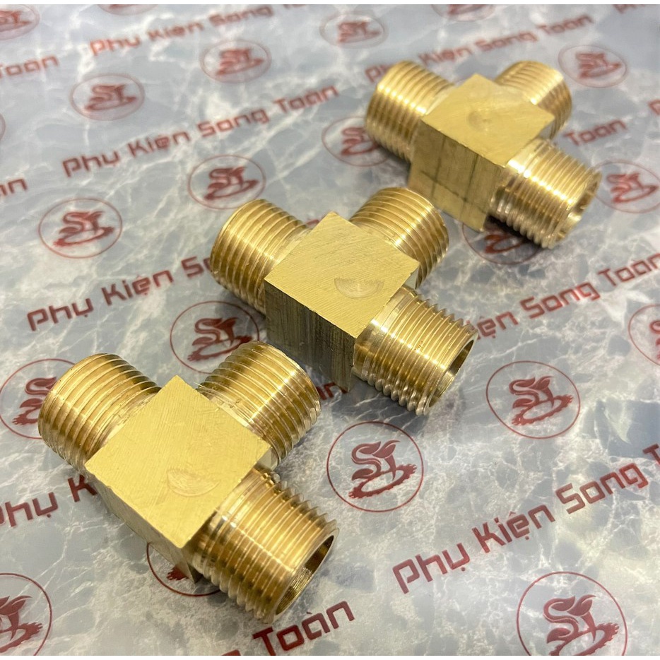 [TÊ NỐI REN] Tê chia ba đầu ren ngoài bước ren BSP hệ G dân dụng - Đồng phay nguyên khối (brass pipe fitting tee)