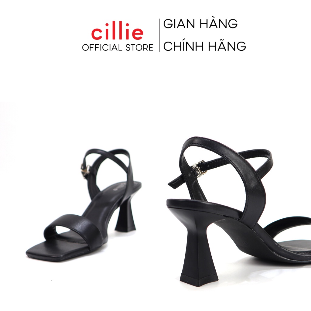 Giày sandal cao gót nữ quai ngang basic phối satin điệu đà sang chảnh gót thanh mảnh cách điệu cao 8cm Cillie 1106