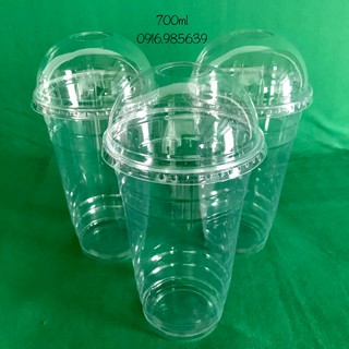 (100 CÁI) LY NHỰA PET 700ml CÓ NẮP CẦU