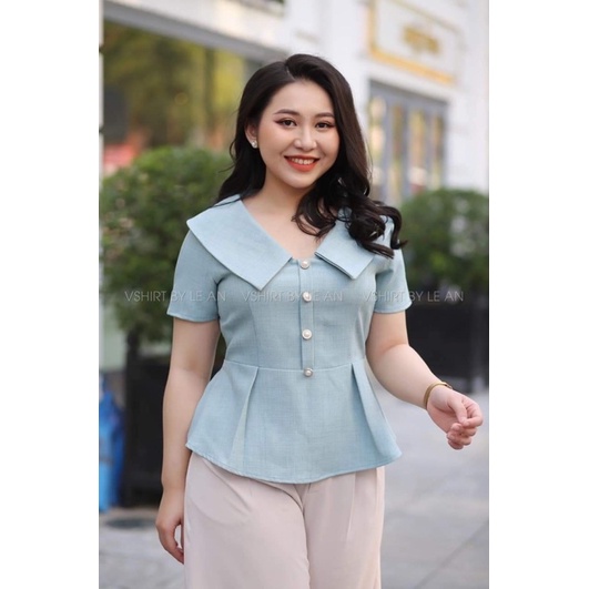 Áo xanh xước dáng peblum