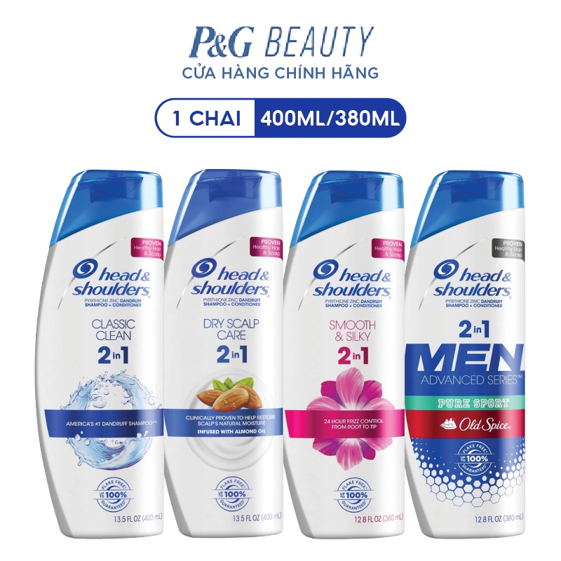 Dầu Gội &amp; Xả 2in1 Head&amp;Shoulders Mỹ nhiều mùi hương 380/400ml