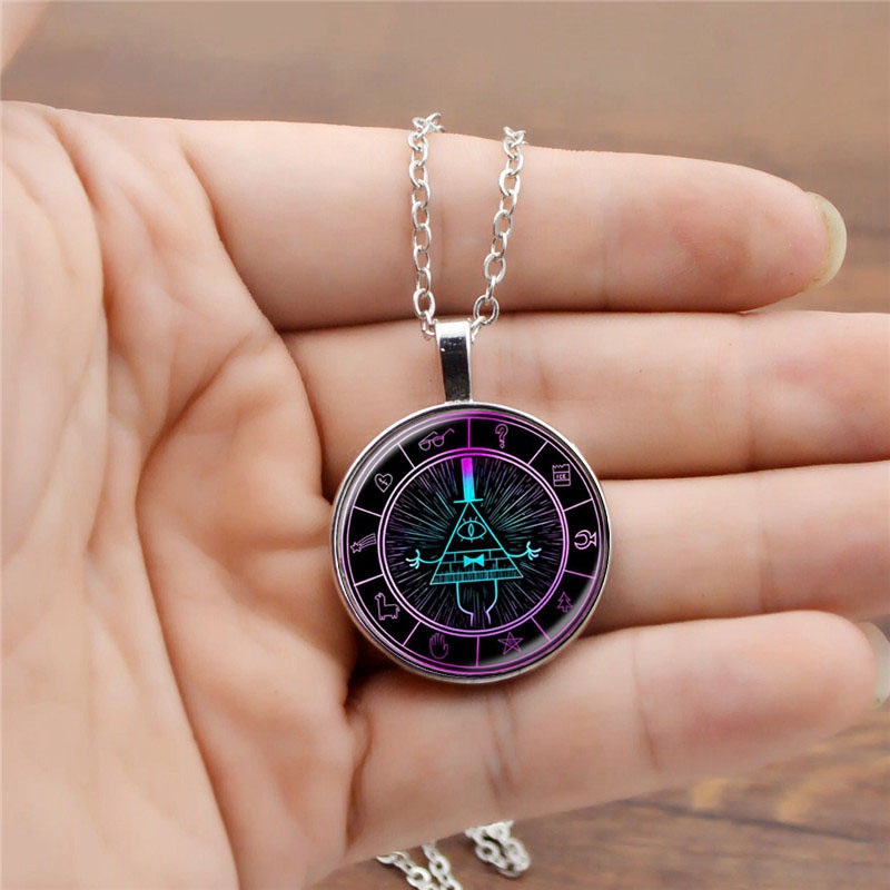 Vòng cổ Dài Mặt Kính Hình Vòm Họa Tiết Anime Gravity Falls