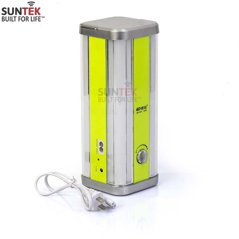 Đèn LED Tích Điện kiêm Sạc Dự Phòng SUNTEK KM-7671 - 10W | 4 bóng LED | Sáng 6-10 giờ - Bảo hành Chính hãng 12 tháng