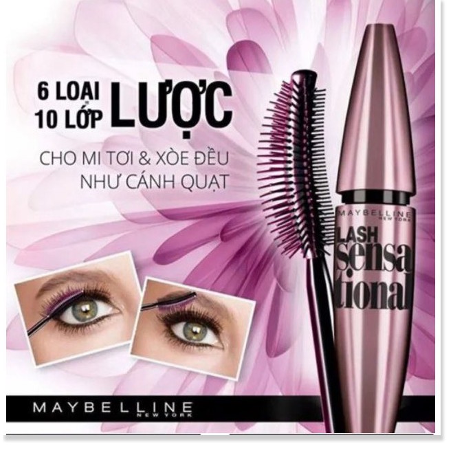 [Mã giảm giá] Mascara Làm Tơi Mi, Nâng Mi Maybelline Lash Sensational Waterproof 10ml