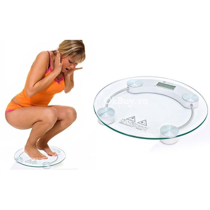 ( Có video)CÂN SỨC KHỎE ĐIÊN TỬ KÍNH CƯỜNG lỰC TRÒN 180KG RẤT TIỆN ICH CHO MÒI NHÀ(TẶNG KÈM PIN)
