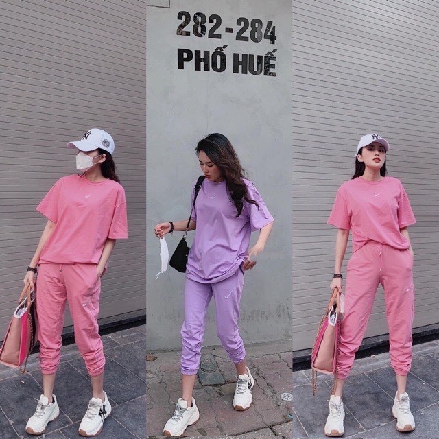 sét đồ bộ màu thun da cá cổ tròn ngắn tay