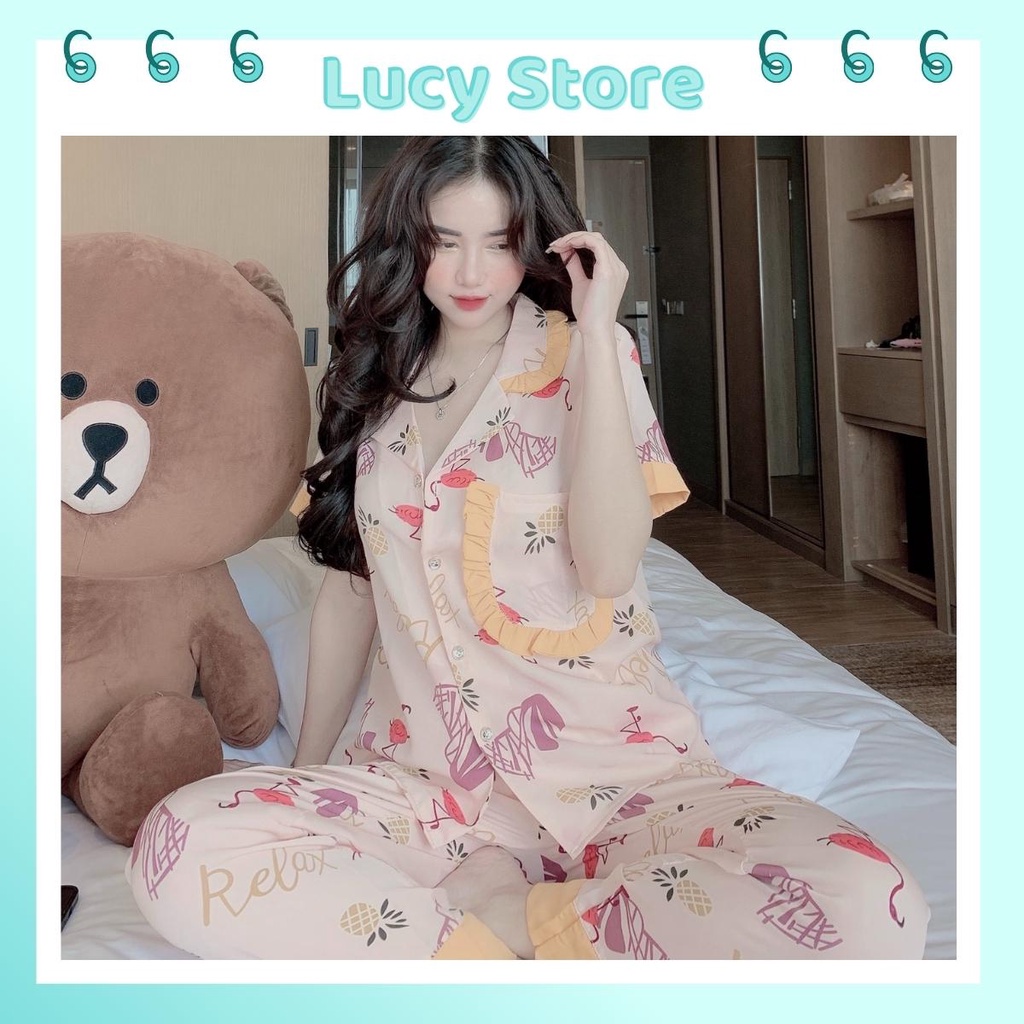 Bộ pijama đồ ngủ cộc tay quần áo mặc nhà mùa hè nữ chất lụa latin thoáng mát Lucy Store