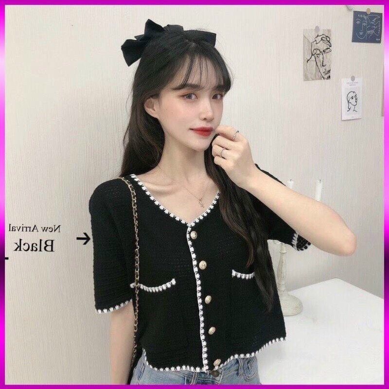 Áo Kiểu Nút Viền Màu Có Túi