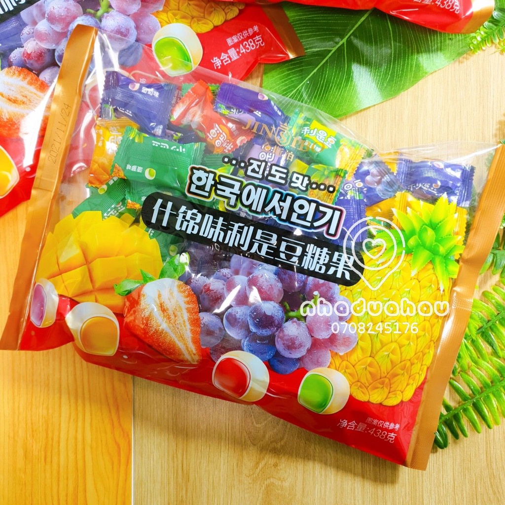 Một gói kẹo dẻo trái cây Jinsibo Hongkong gói lớn 438gam mix vị