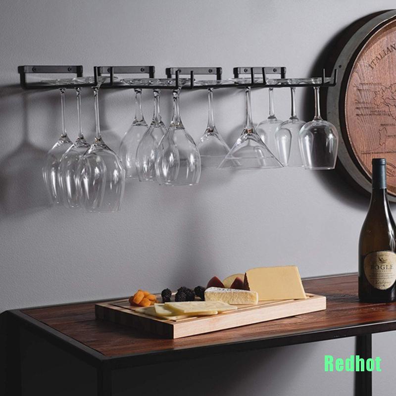 Giá treo ly rượu gắn tường 30cm bằng sắt tiện dụng đen