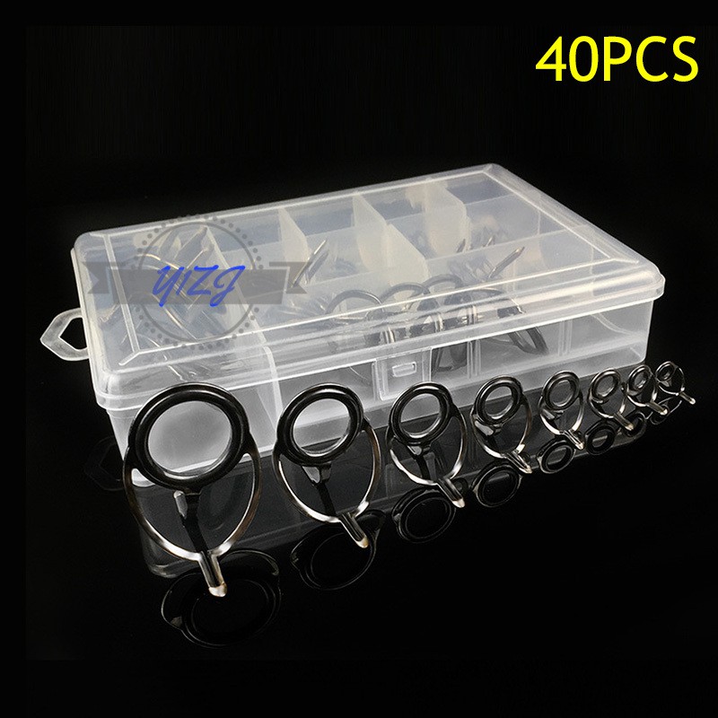 Bộ 40 khoen inox cho cần câu cá kích cỡ đa dạng diy