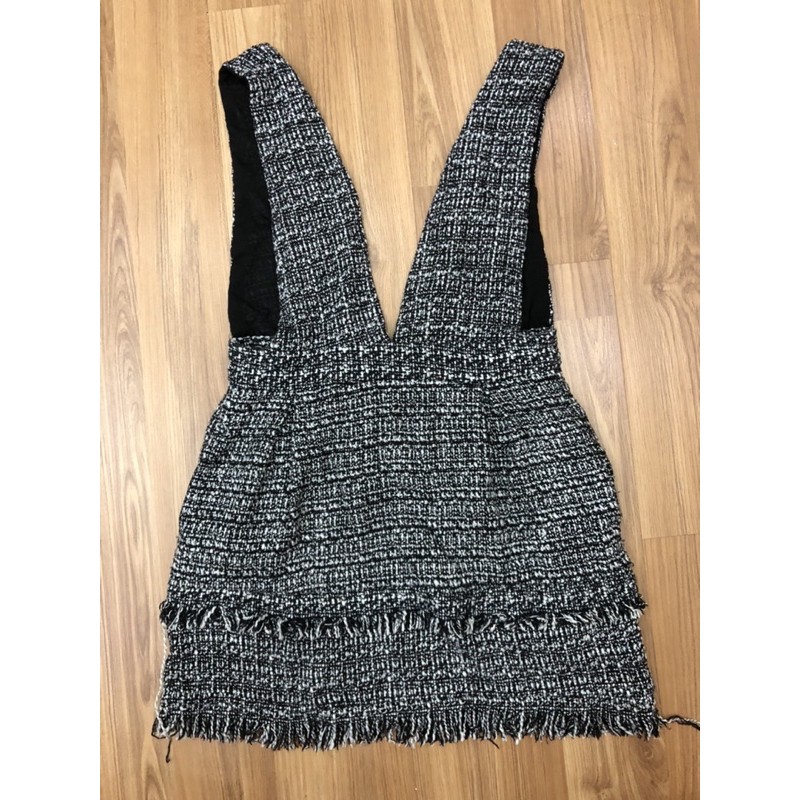 Pass Váy yếm Zara dạ tweed auth