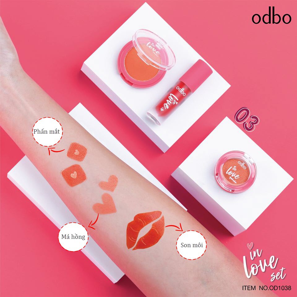 [Thái Lan - Set 3 Món] Phấn Mắt-Má-Môi Tiện Lợi Odbo In Love OD1038