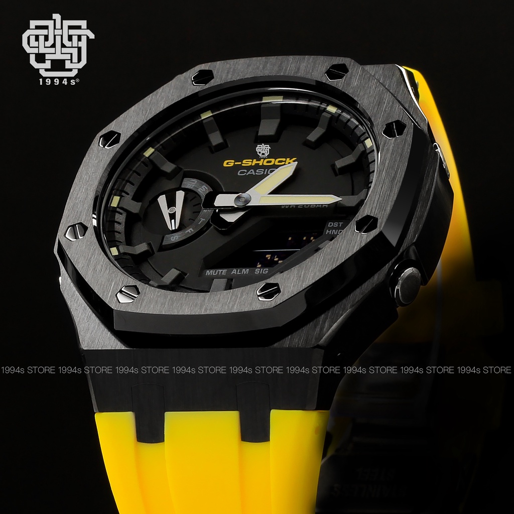 Đồng hồ nam Casio G-Shock GA-2110SU-9A custom AP Royal Oak, Black x Yellow, hàng chính hãng, bảo hành 05 năm