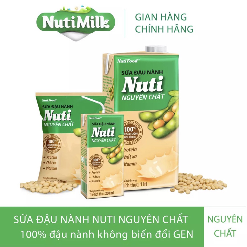 Thùng 36 Hộp Sữa Đậu Nành Nuti Nguyên Chất 200ml