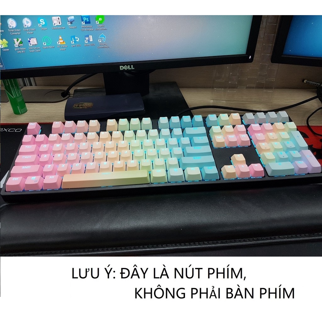 Set keycap Rainbow thick PBT Ninja và Intop PBT doubleshot 108 led phím cho bàn phím cơ