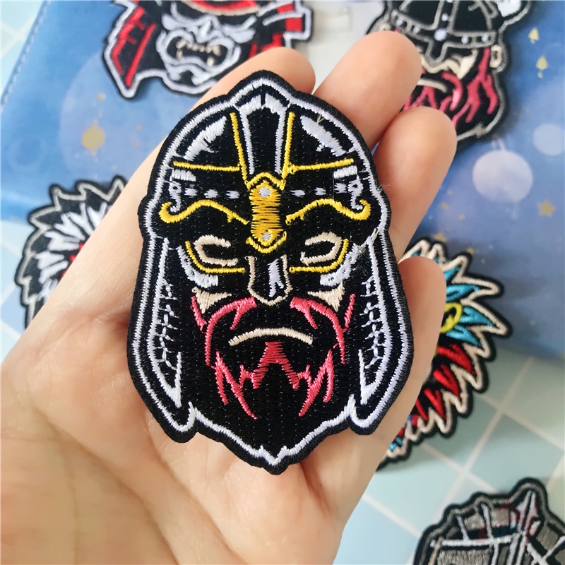 Miếng vá ủi thêu họa tiết chiến binh Viking samurai