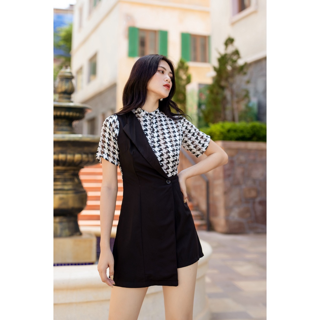 Jumpsuit ngắn thiết kế phối hoạ tiết SJ836 - Phong Cách SAIGON | BigBuy360 - bigbuy360.vn