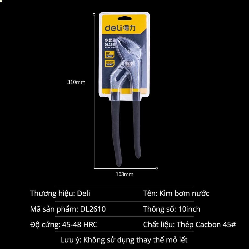 Kìm Mỏ Quạ Deli 10 Inch Cao Cấp - Giúp Giữ, Kẹp, Cắt Vật Dụng, Dành Cho Thợ Điện Nước Chuyên Nghiệp - DL2610 .