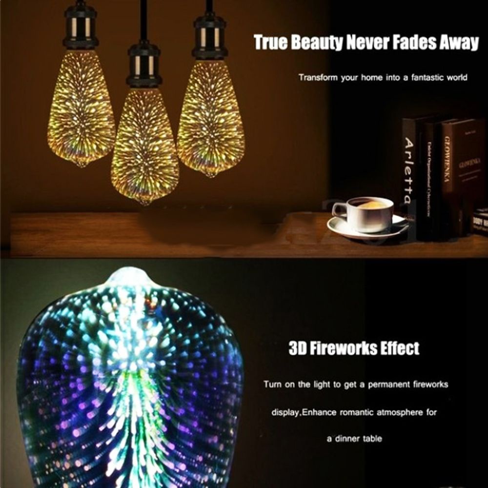 Bóng đèn led E27 3D A60/ ST64/ G80/ G95 từ thủy tinh 3d nhiều màu sắc dùng để trang trí nhà cửa tiện dụng