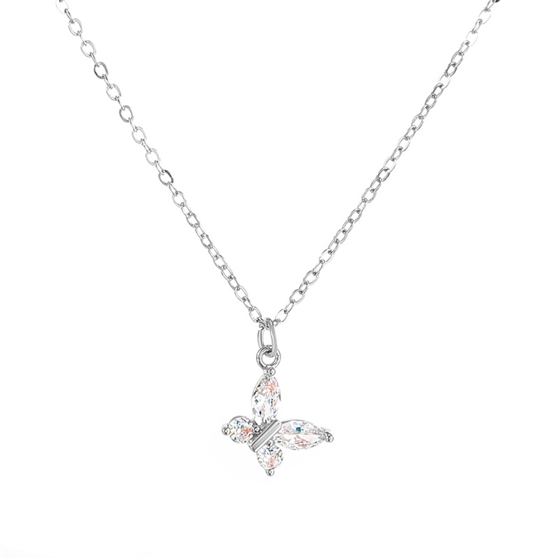 Hàn Quốc 2022 Bướm Rhinestone Vòng cổ dài Phụ nữ Màu vàng Màu bạc