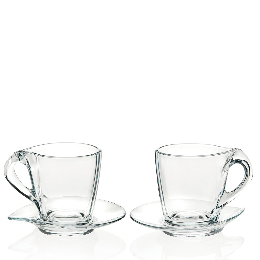 Bộ 2 Ly Cà Phê Thuỷ Tinh Pha Lê Ý RCR - Happy Cappuccino Cups 260ml