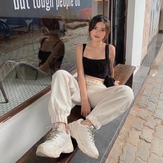 Set Áo Croptop Dây + Quần Jogger ( Ảnh Thật )