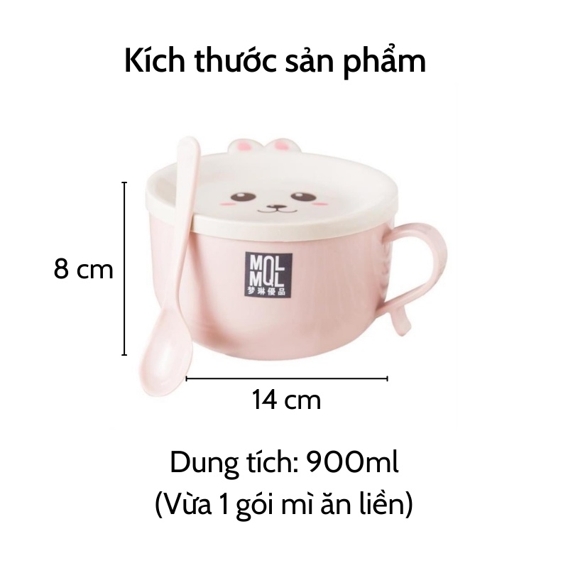 [SIÊU CUTE] Bát ăn mì  Tô mì lõi inox 2 lớp có nắp kèm thìa chống nóng cách nhiệt cao cấp nắp hình thú tiện lợi giá rẻ