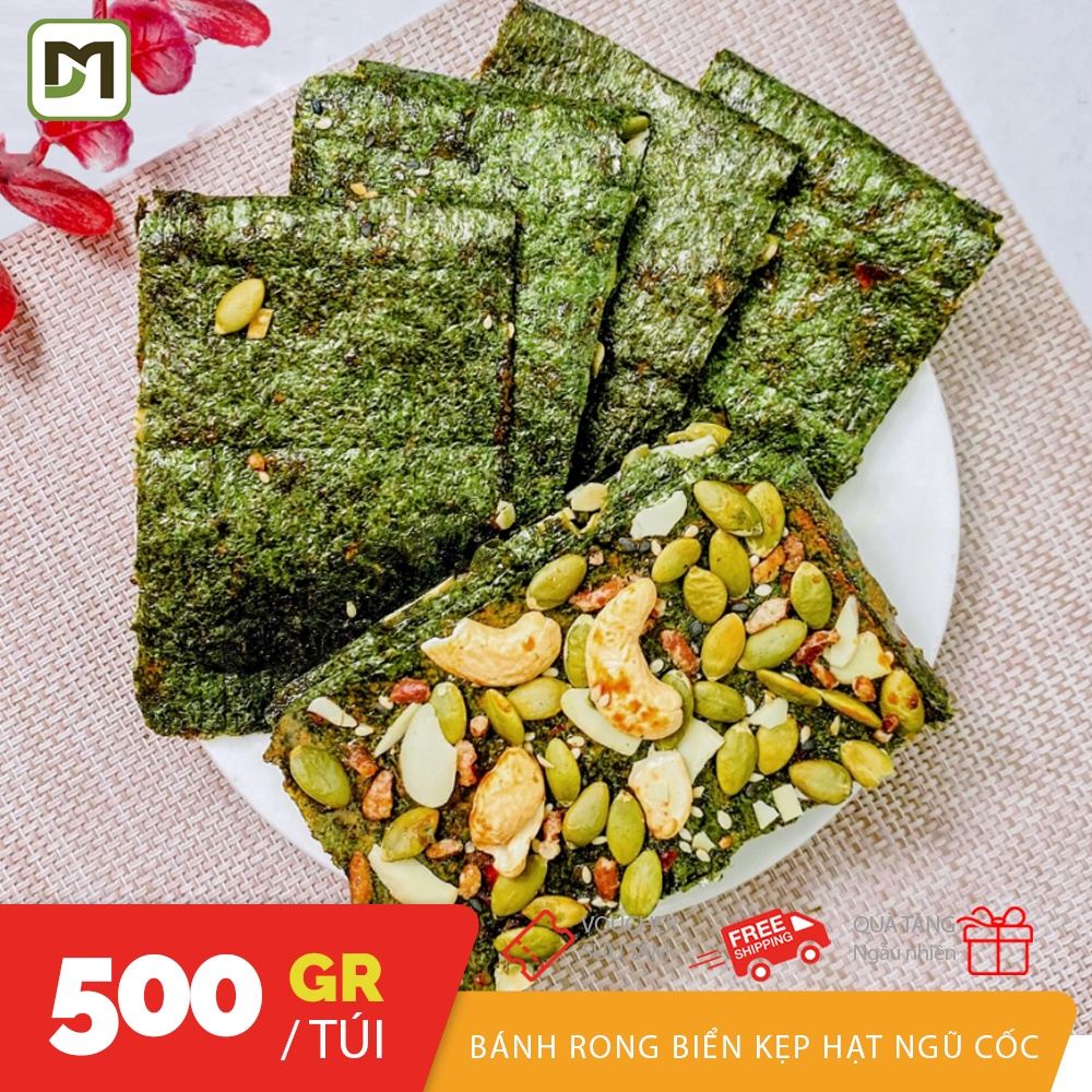 Túi 500gr rong biển kẹp hạt dinh dưỡng đồ ăn vặt cao cấp bỗ dưỡng