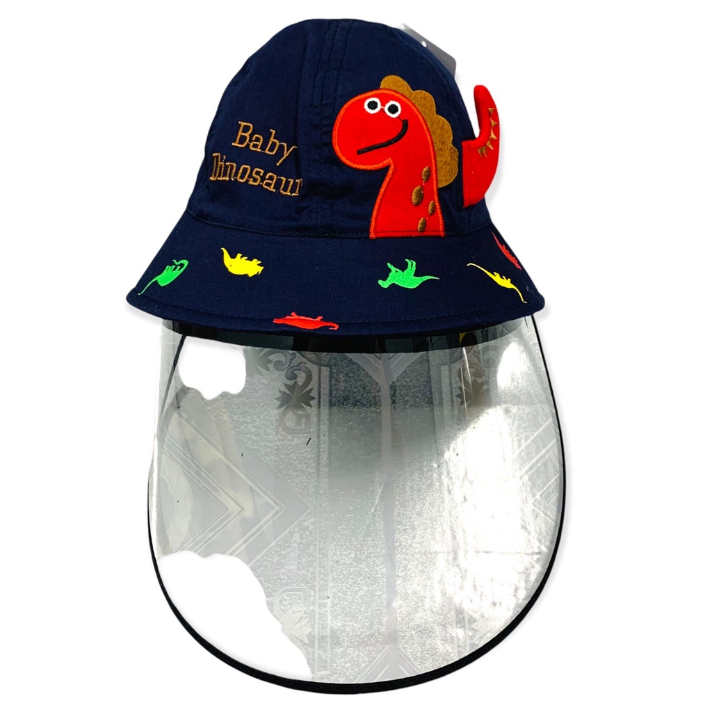 Mũ Bucket Cho Bé Dưới 2 Tuổi Baby Dinosaur Có Kính Chắn Giọt Bắn, Che Bụi, Chắn Gió Chất Vải Cotton Mềm Mịn Kèm Quai Đeo