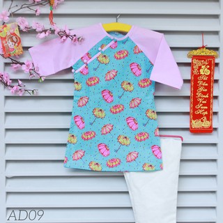 Áo dài xanh dương dù cho bé